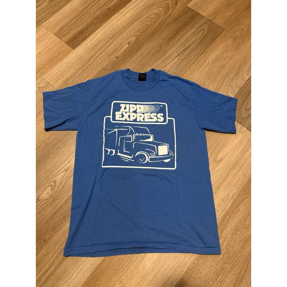 Platinum Plus T Shirt Mens L Blue Zipp Express Semi Truck Made In USA Graphic
